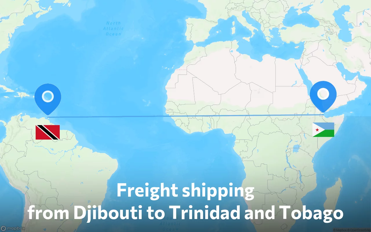Shipping route from Djibouti to Trinidad and Tobago