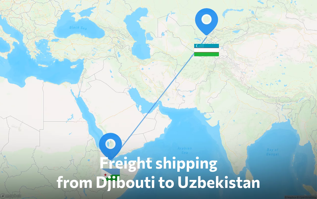 Shipping route from Djibouti to Uzbekistan