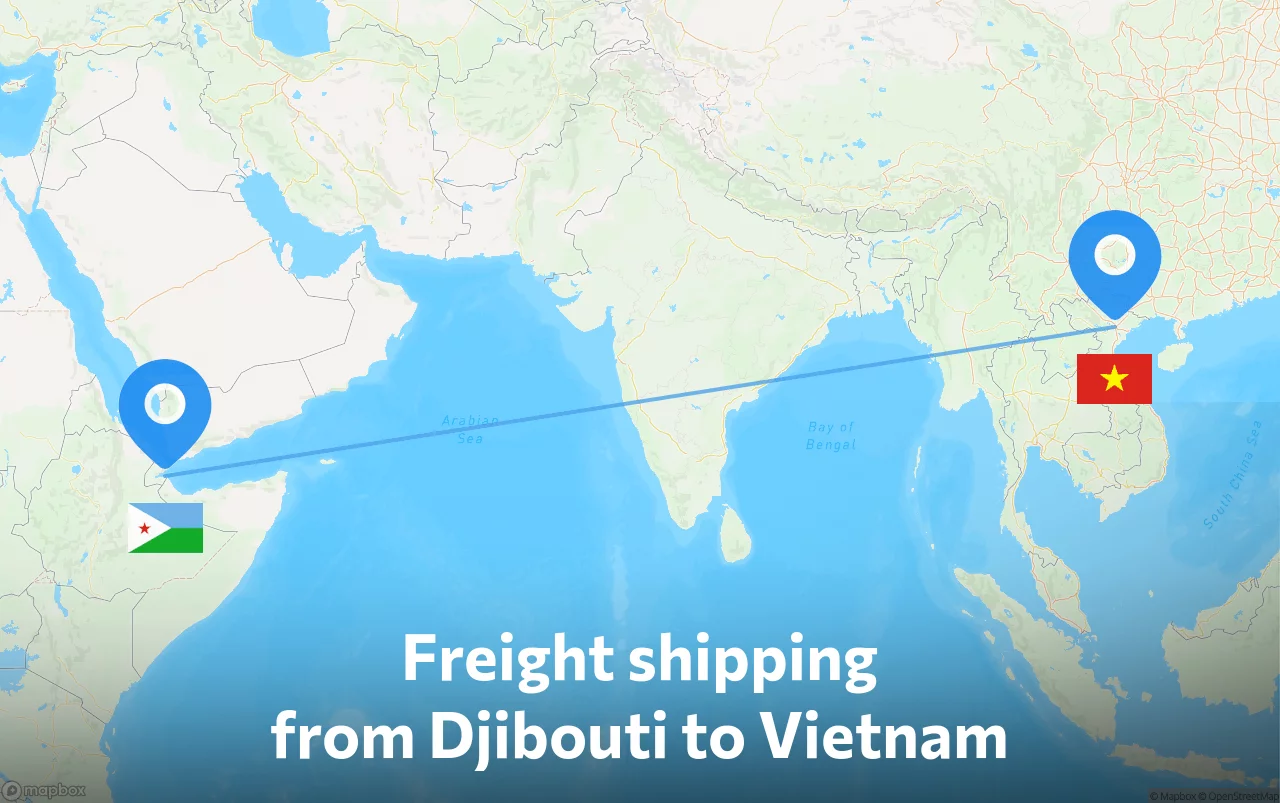 Shipping route from Djibouti to Vietnam