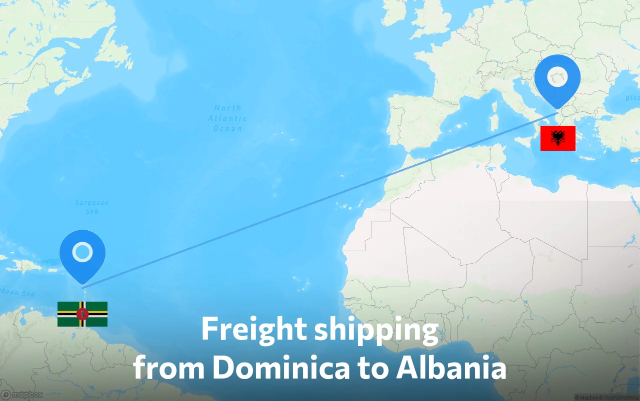 Shipping route from Dominica to Albania