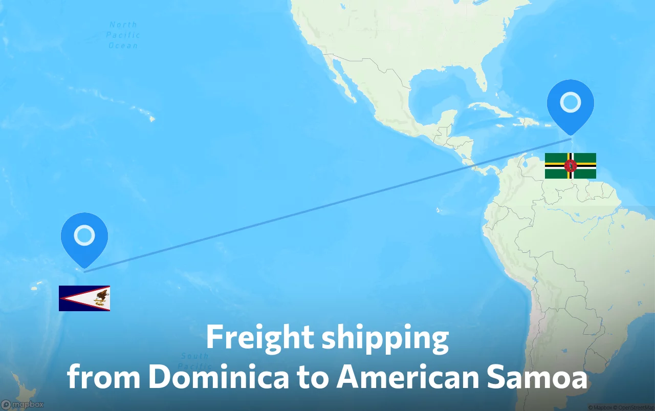 Shipping route from Dominica to American Samoa