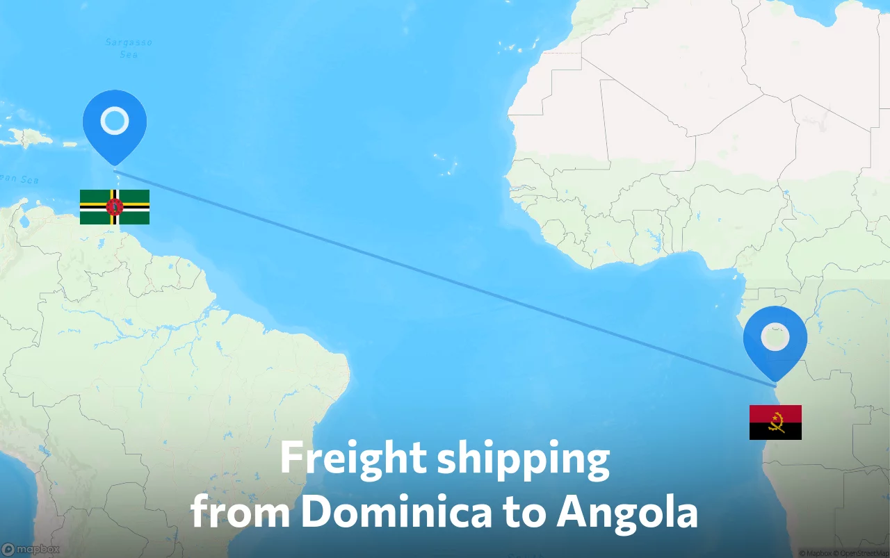 Shipping route from Dominica to Angola