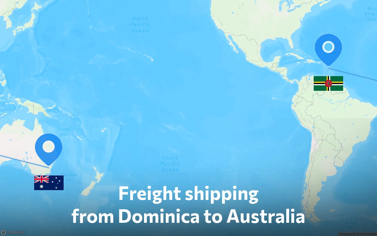 Shipping route from Dominica to Australia