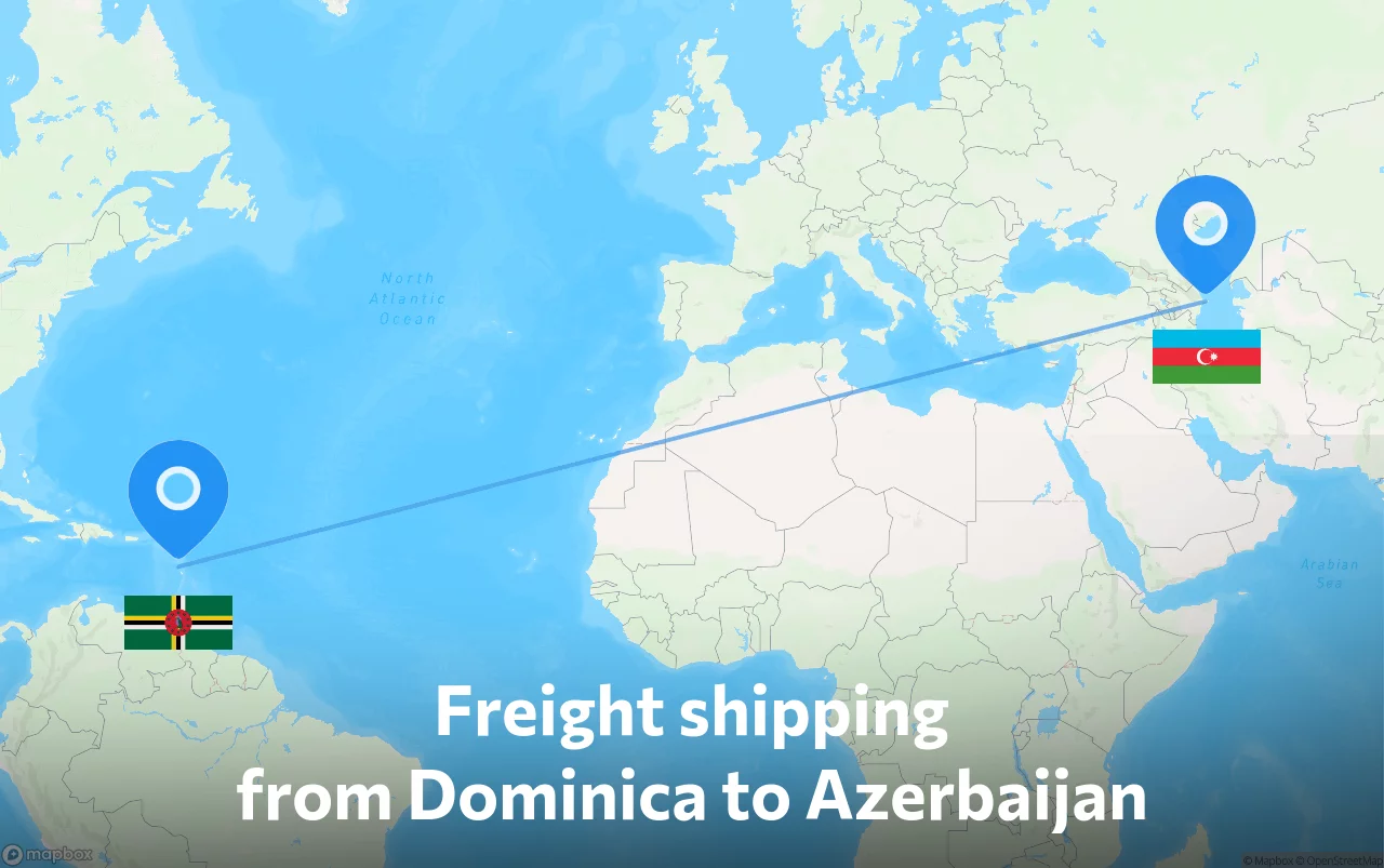 Shipping route from Dominica to Azerbaijan