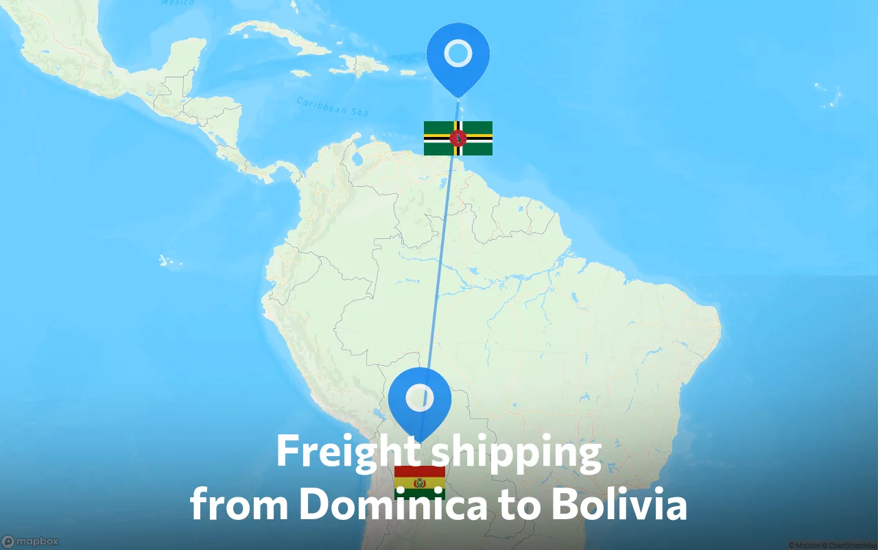 Shipping route from Dominica to Bolivia