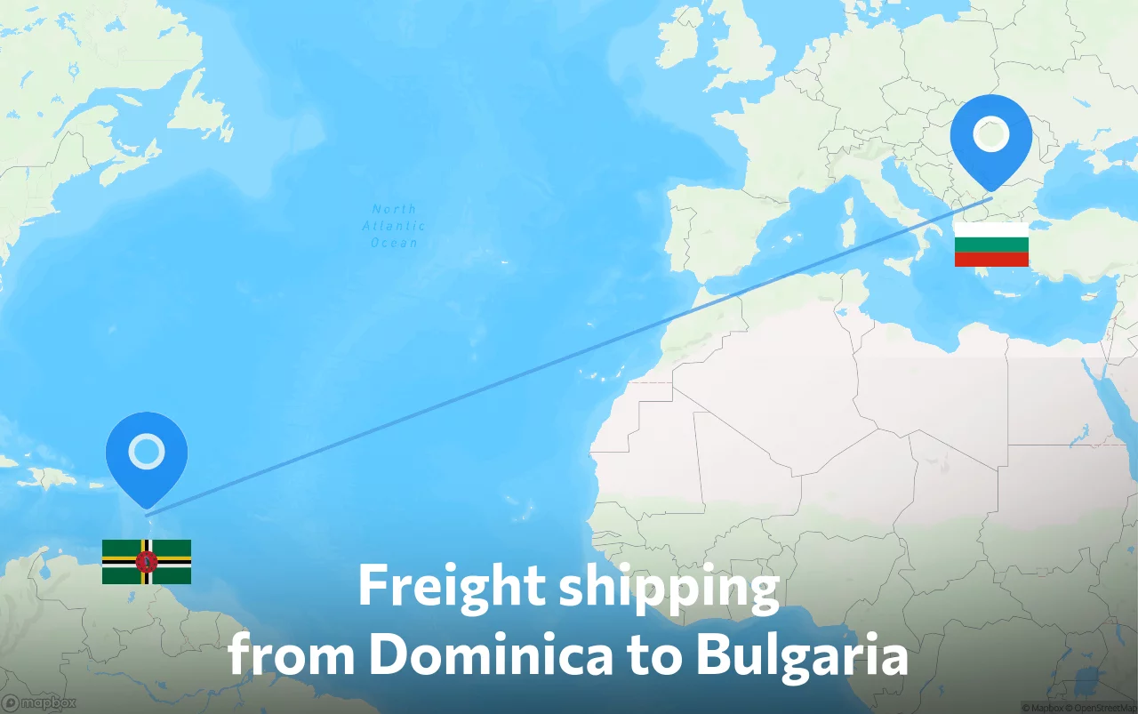 Shipping route from Dominica to Bulgaria