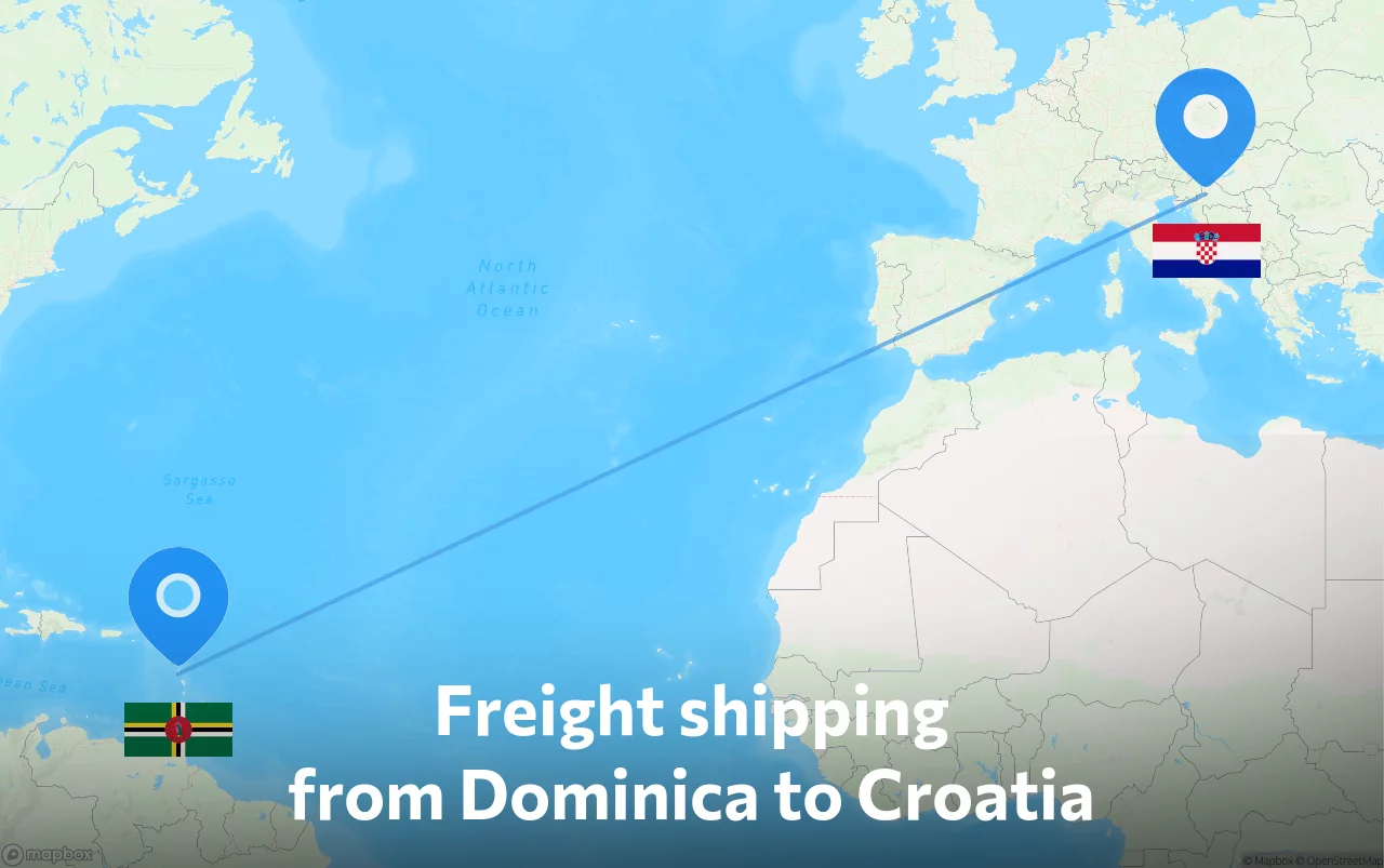 Shipping route from Dominica to Croatia