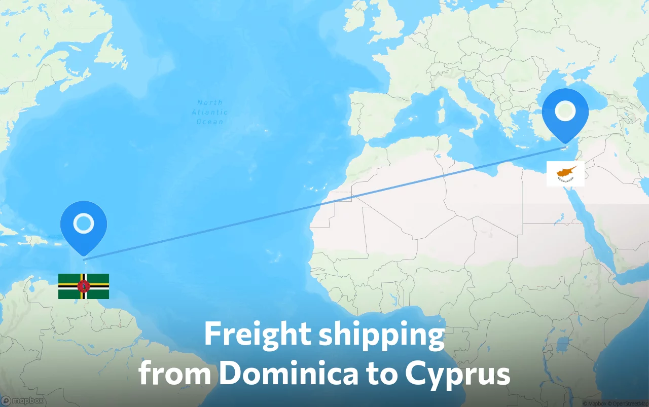 Shipping route from Dominica to Cyprus