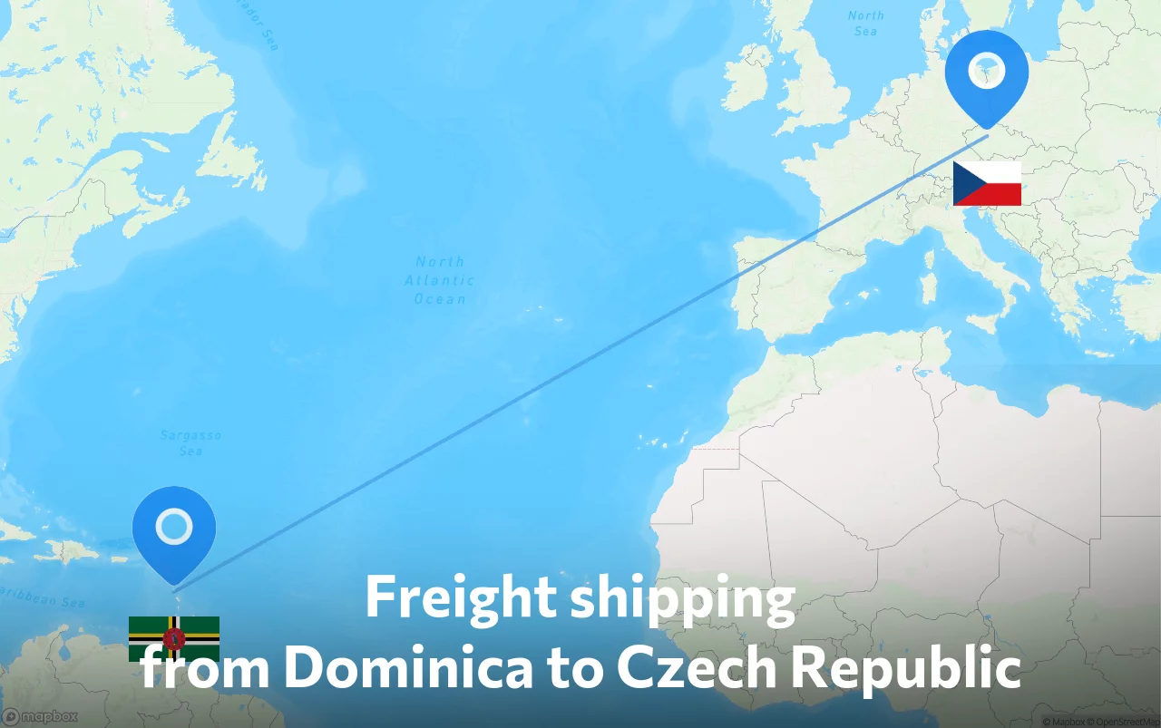 Shipping route from Dominica to Czech Republic