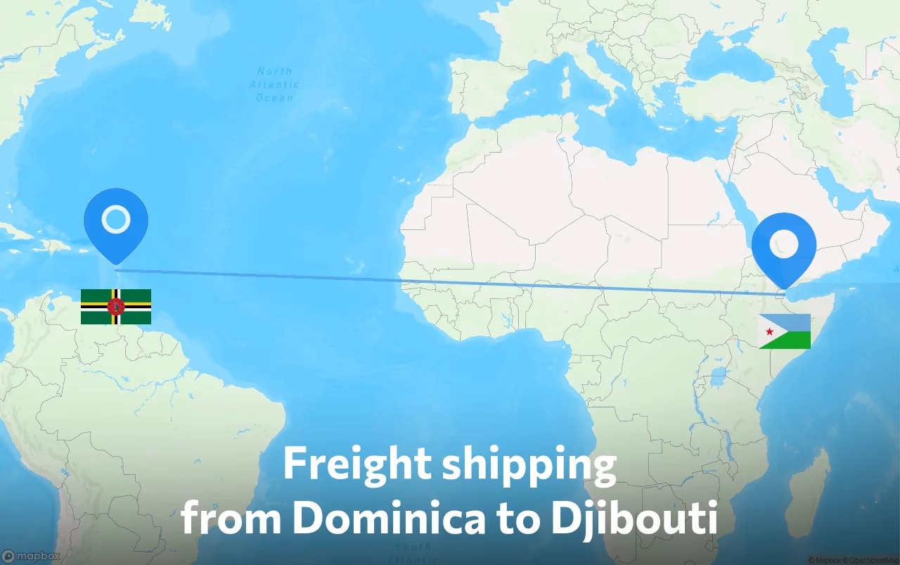 Shipping route from Dominica to Djibouti