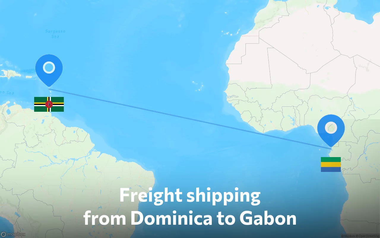 Shipping route from Dominica to Gabon