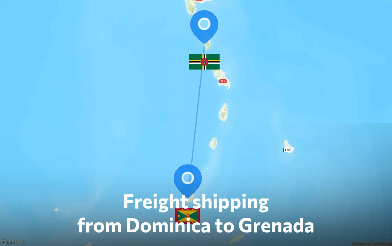 Shipping route from Dominica to Grenada