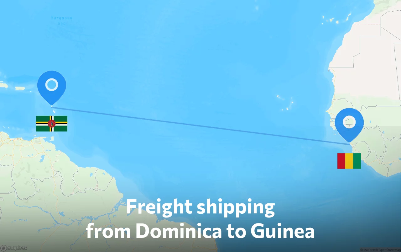 Shipping route from Dominica to Guinea