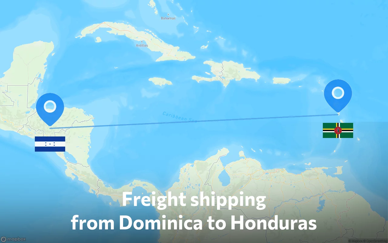 Shipping route from Dominica to Honduras