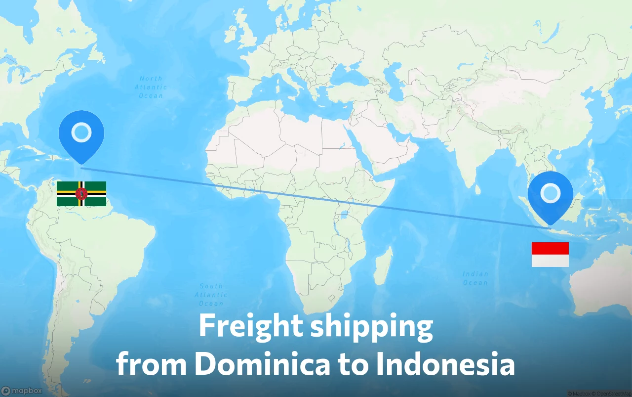 Shipping route from Dominica to Indonesia