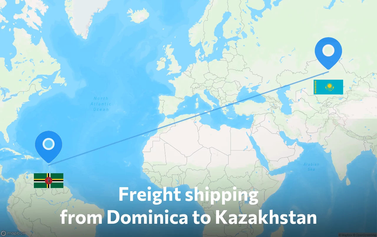 Shipping route from Dominica to Kazakhstan