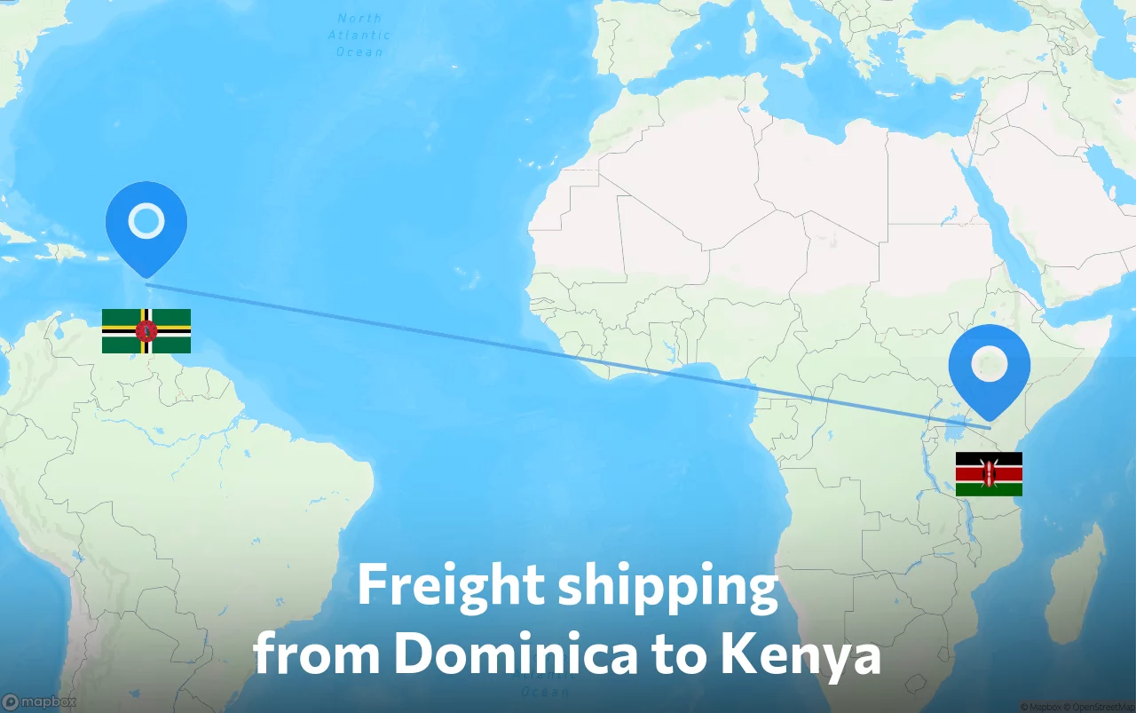 Shipping route from Dominica to Kenya