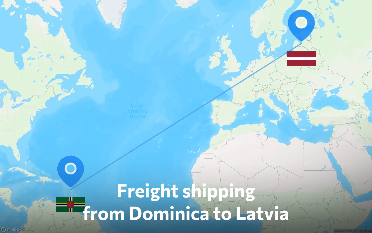 Shipping route from Dominica to Latvia