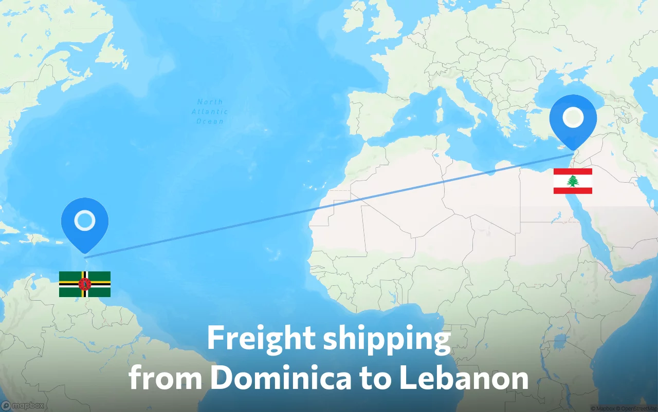Shipping route from Dominica to Lebanon