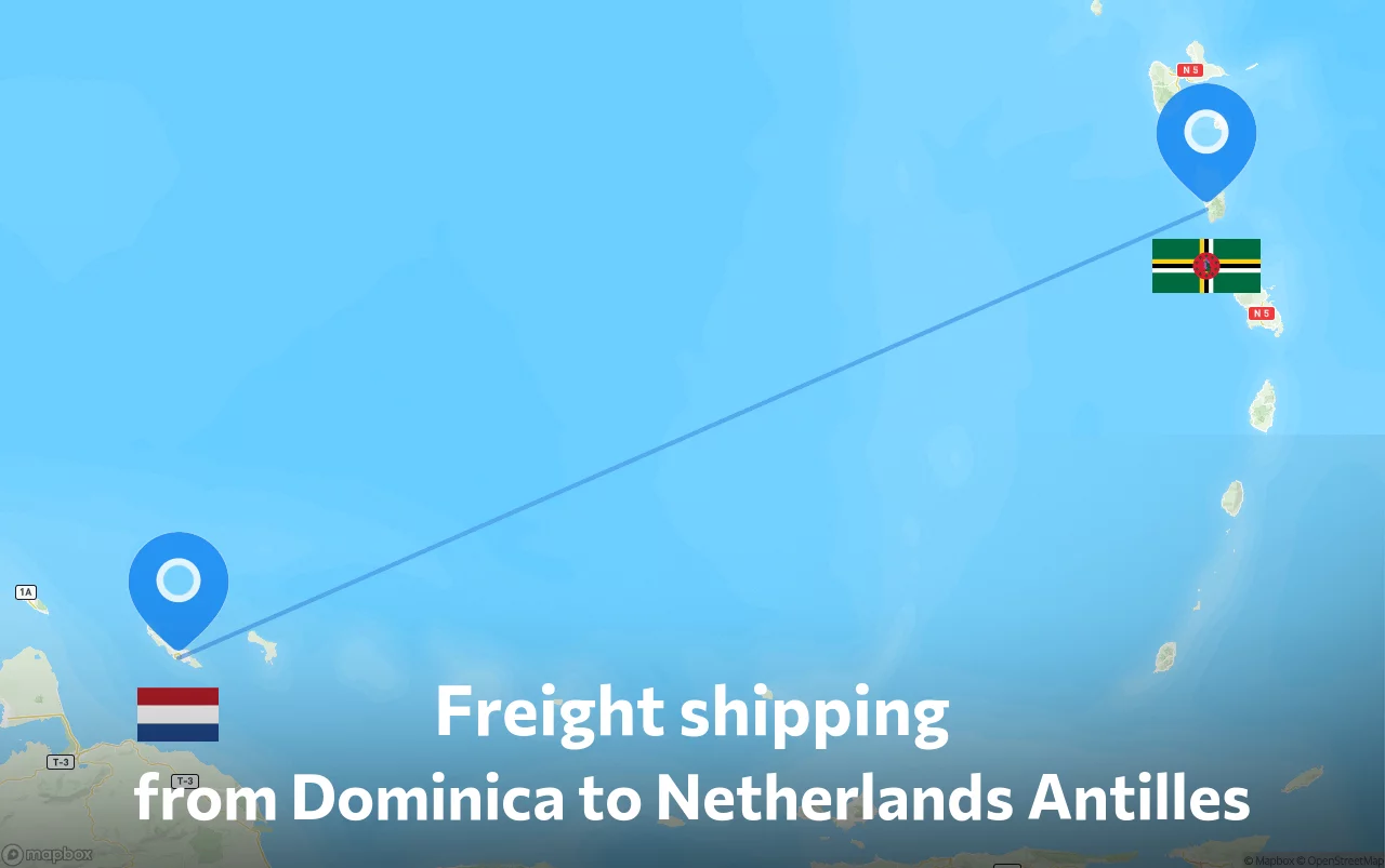 Shipping route from Dominica to Netherlands Antilles