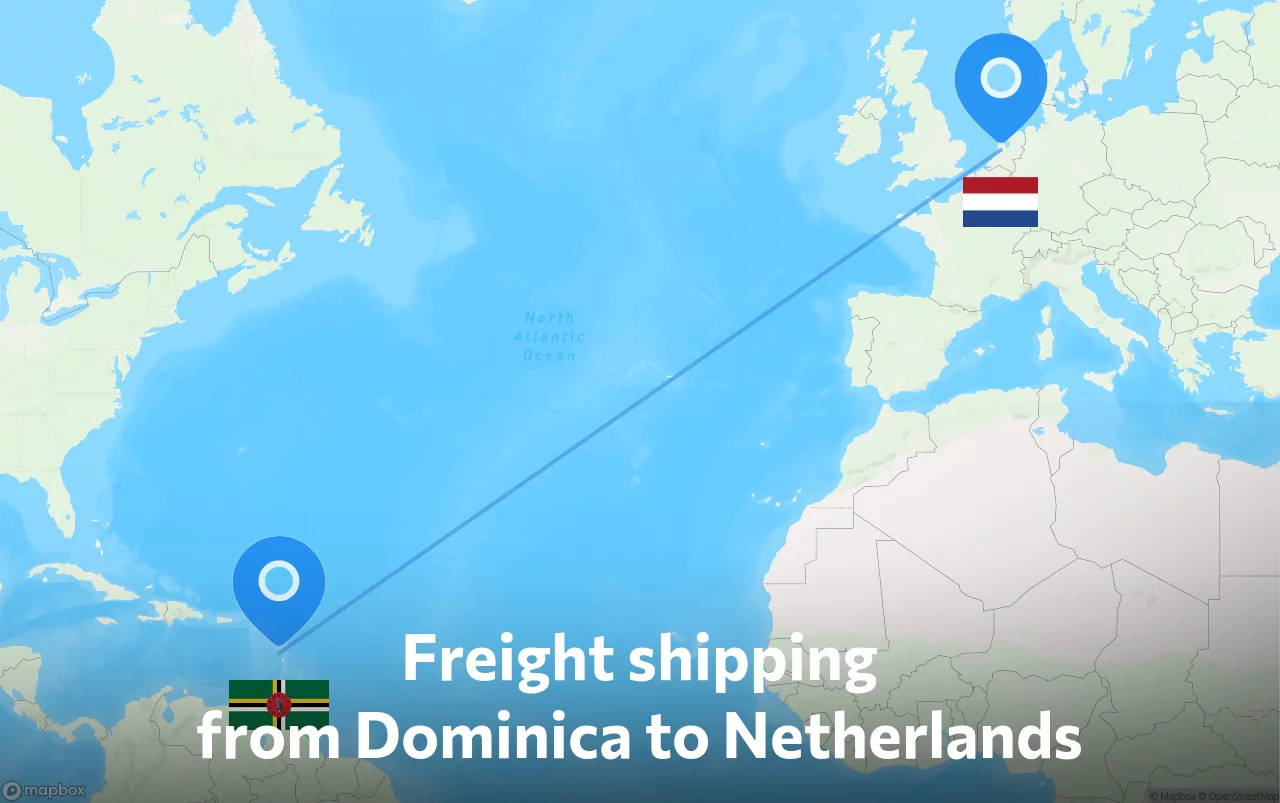 Shipping route from Dominica to Netherlands