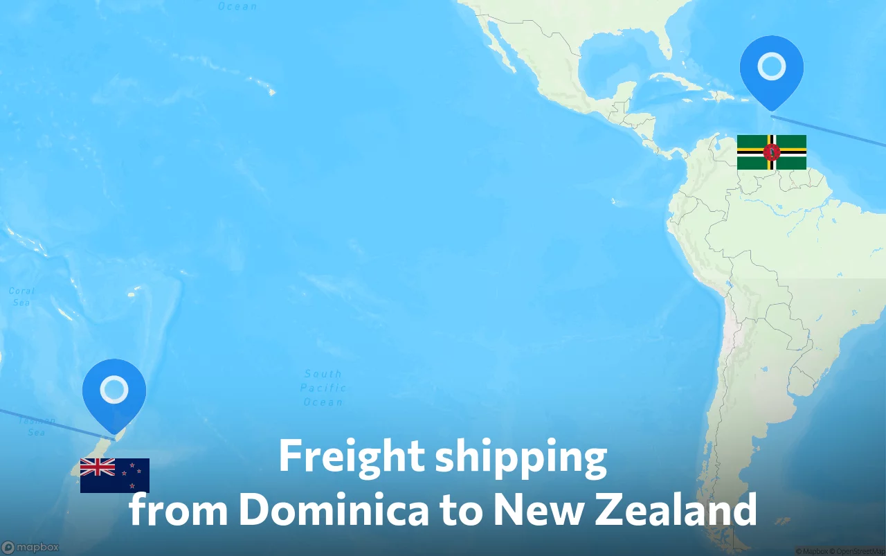 Shipping route from Dominica to New Zealand