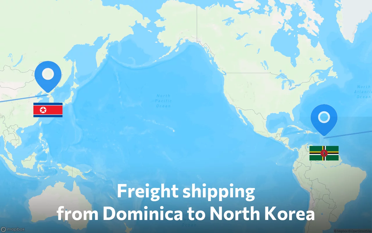 Shipping route from Dominica to North Korea