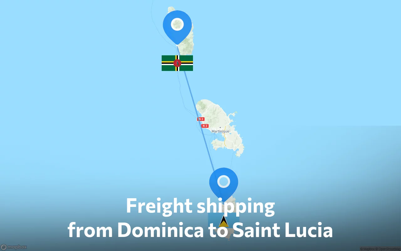 Shipping route from Dominica to Saint Lucia