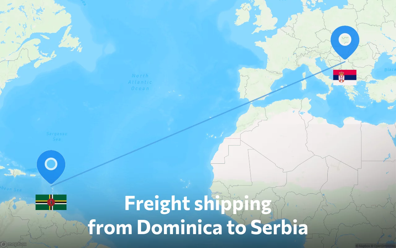 Shipping route from Dominica to Serbia