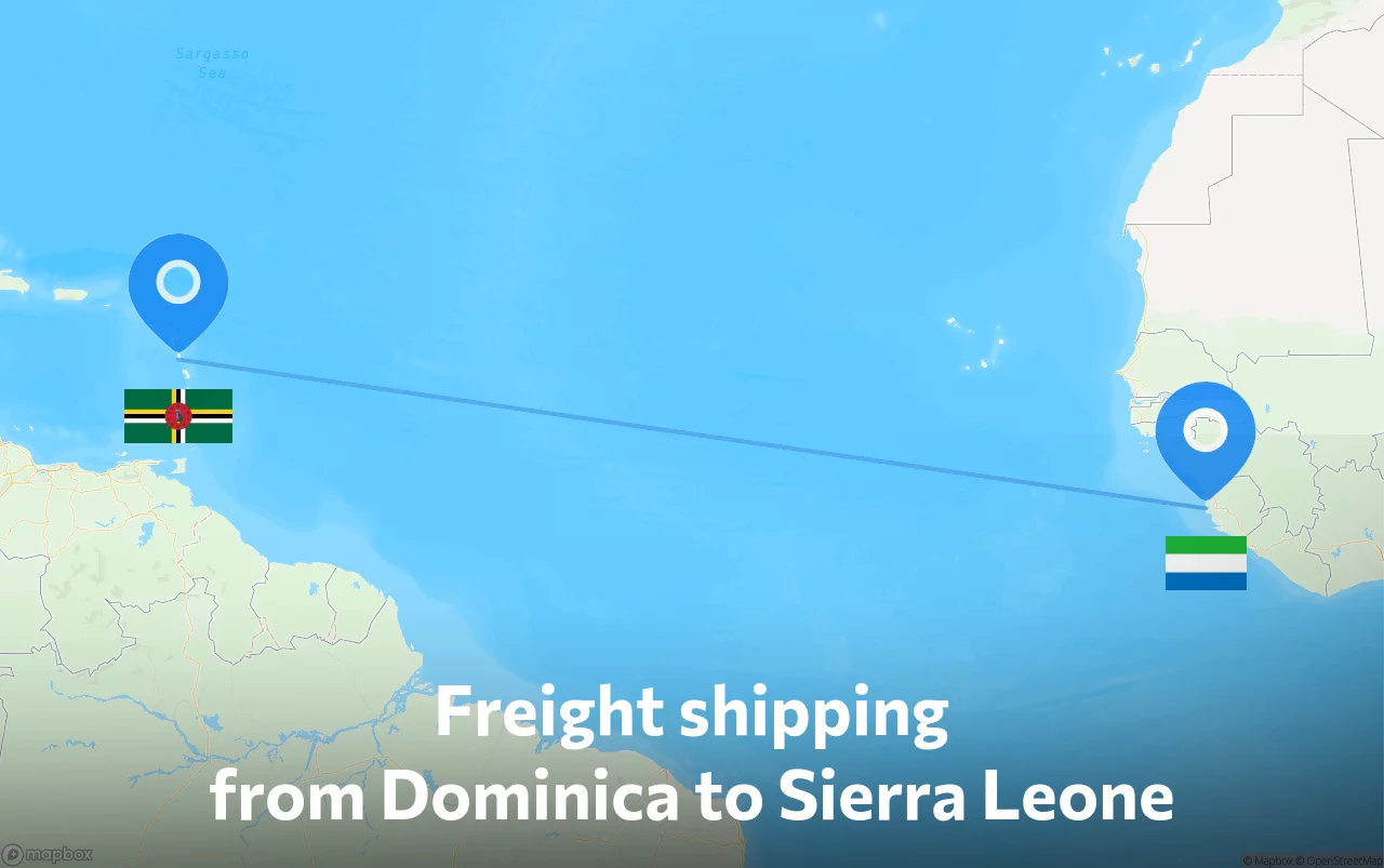 Shipping route from Dominica to Sierra Leone