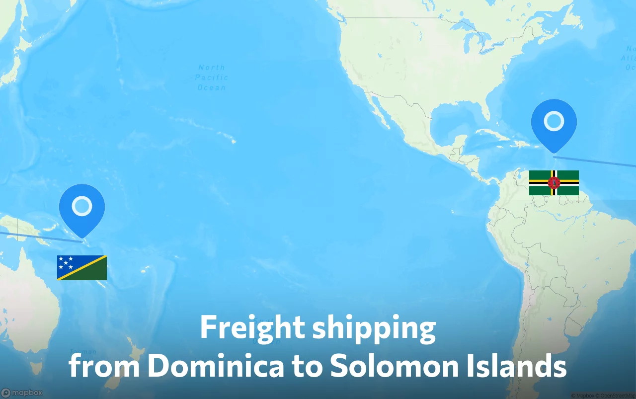 Shipping route from Dominica to Solomon Islands