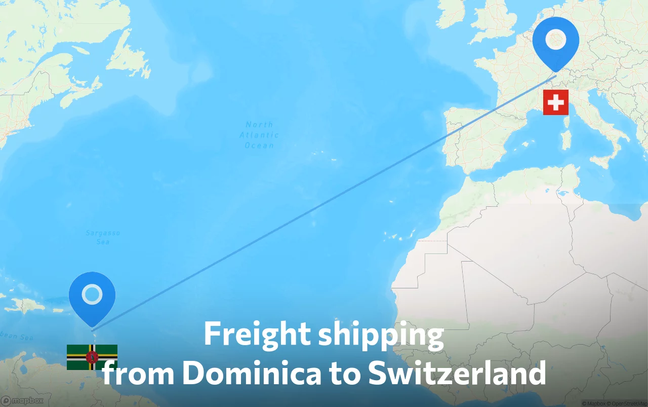 Shipping route from Dominica to Switzerland