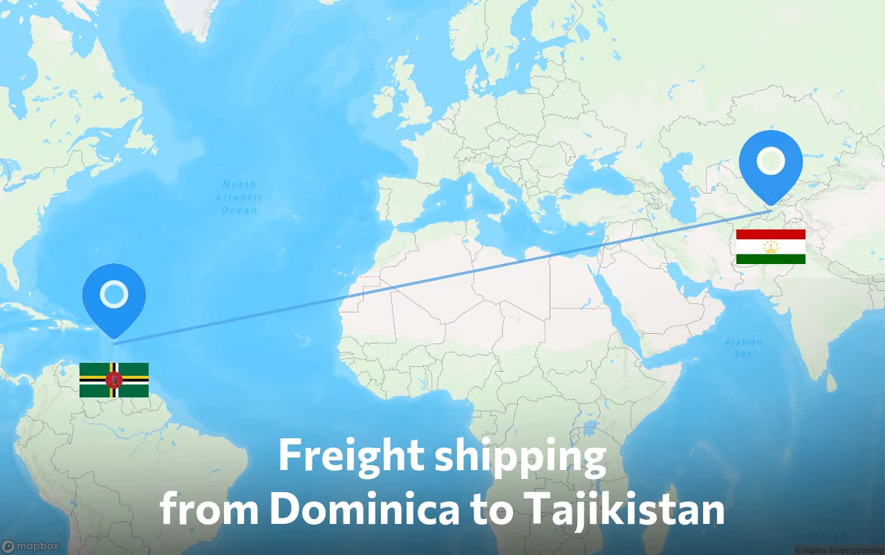 Shipping route from Dominica to Tajikistan