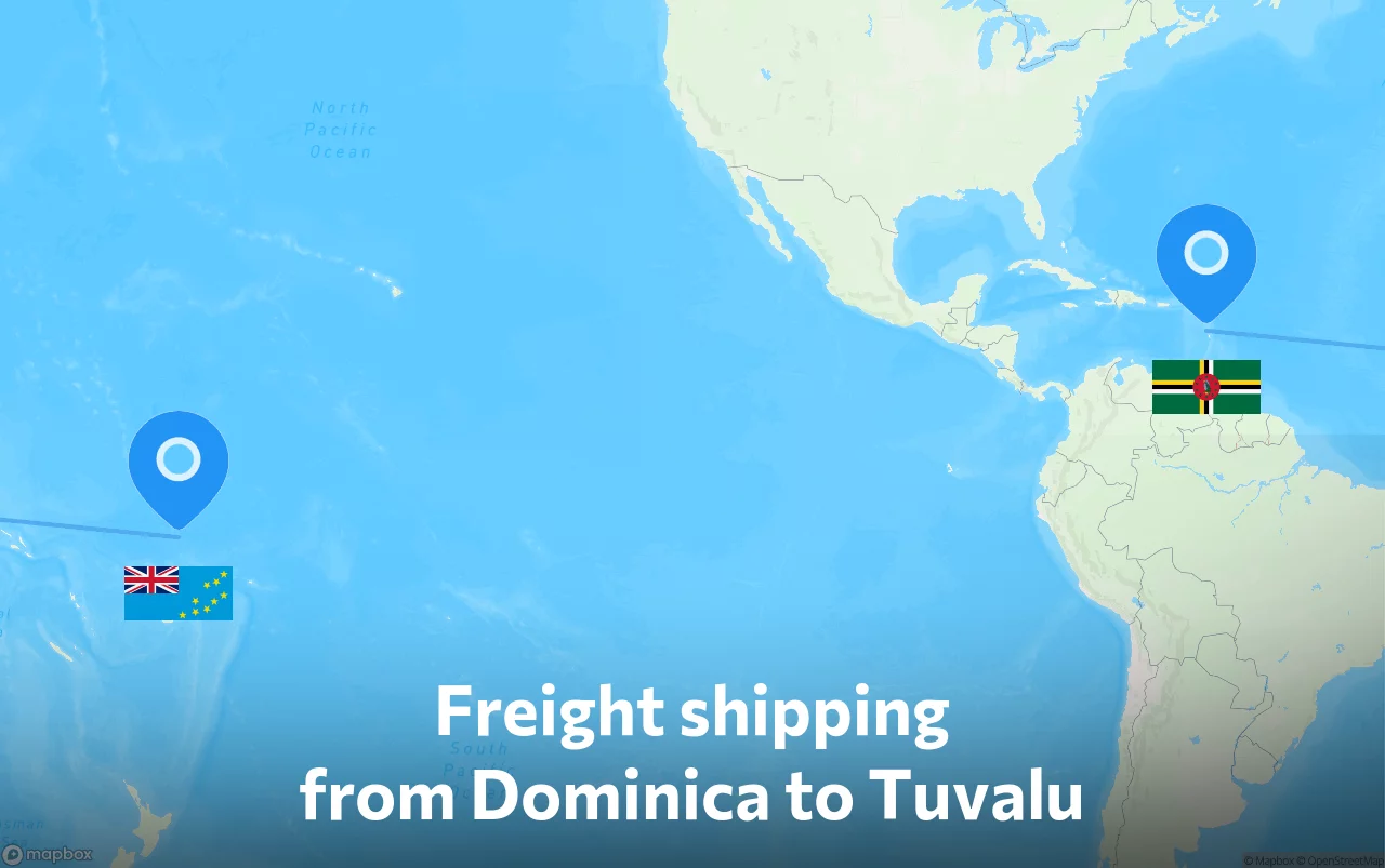 Shipping route from Dominica to Tuvalu