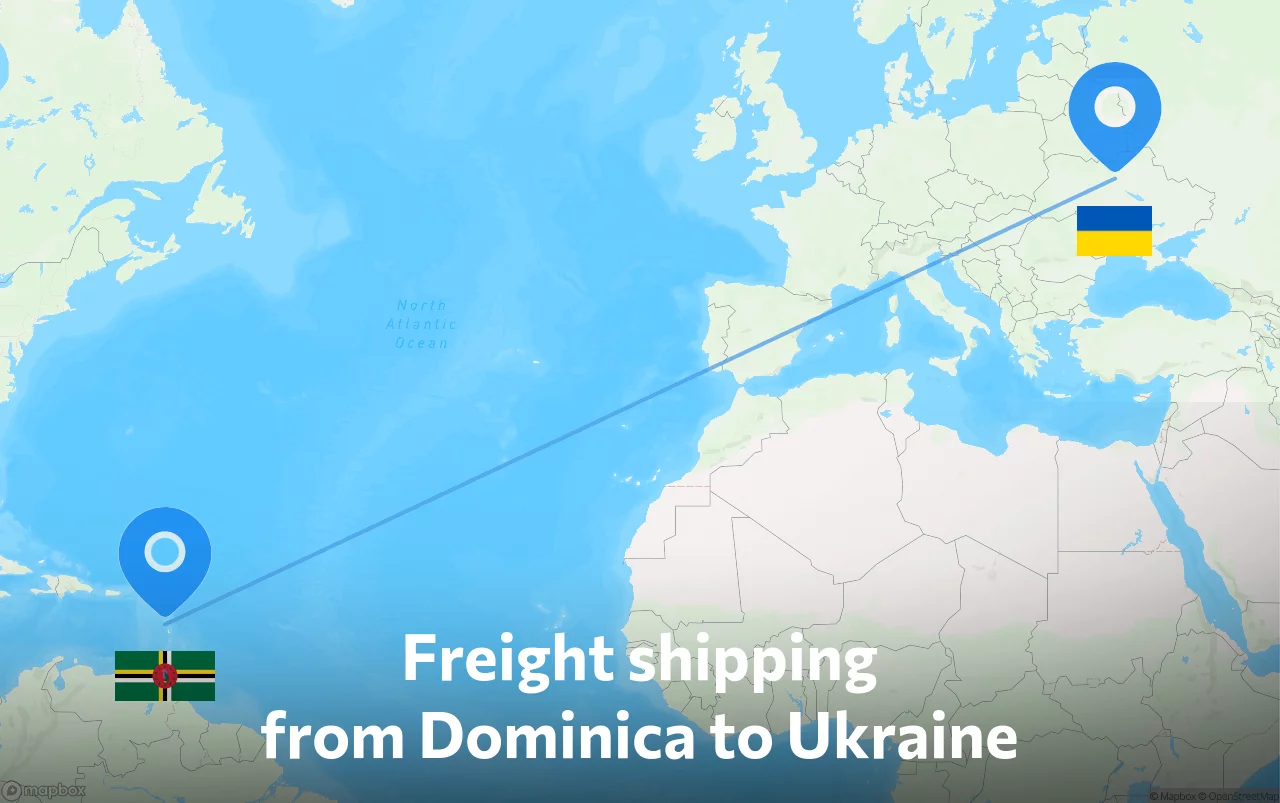 Shipping route from Dominica to Ukraine