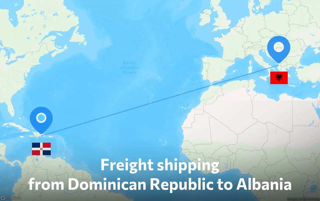 Shipping route from Dominican Republic to Albania