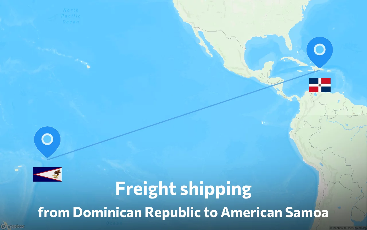 Shipping route from Dominican Republic to American Samoa