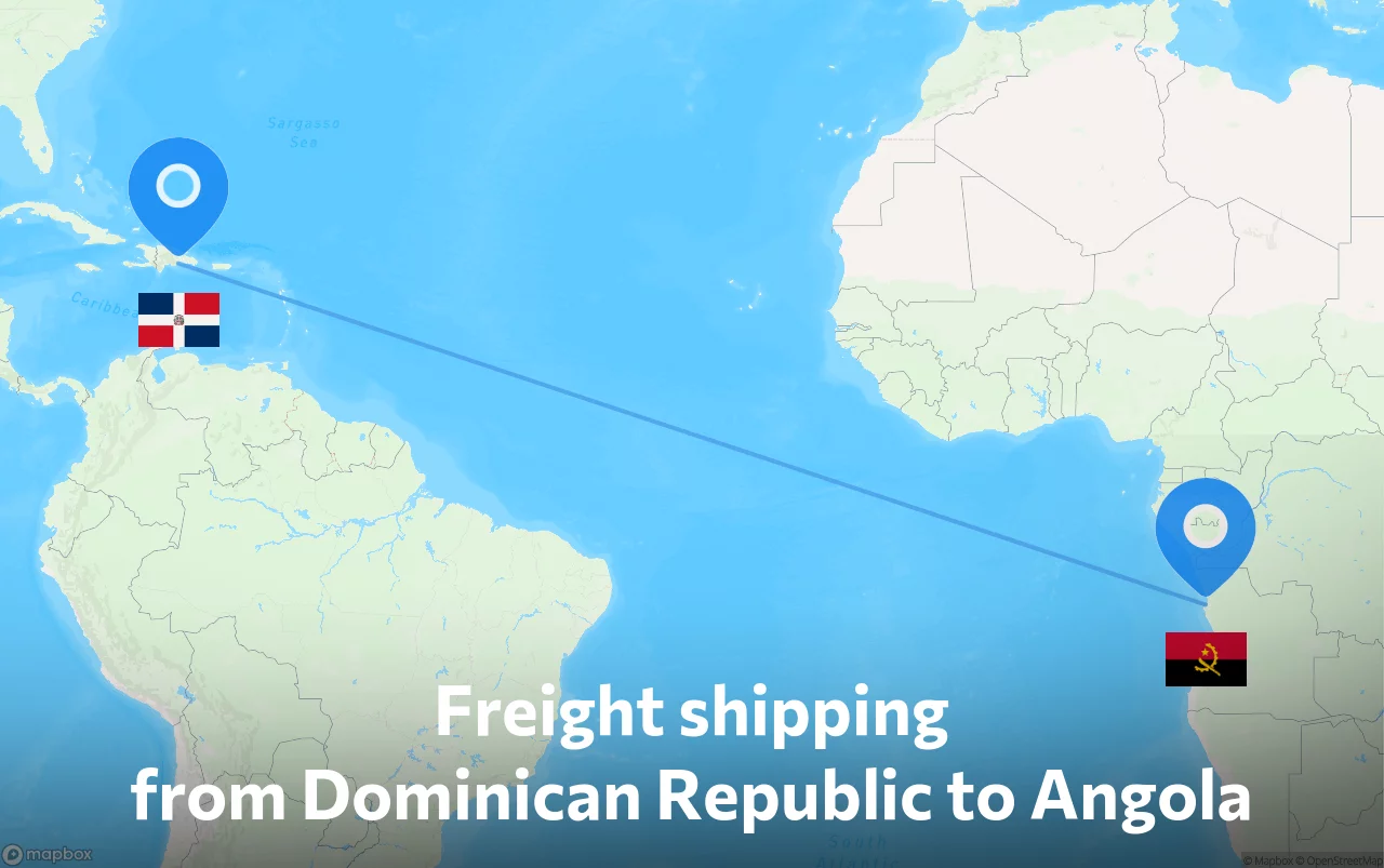 Shipping route from Dominican Republic to Angola