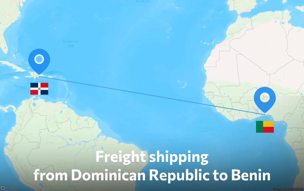 Shipping route from Dominican Republic to Benin