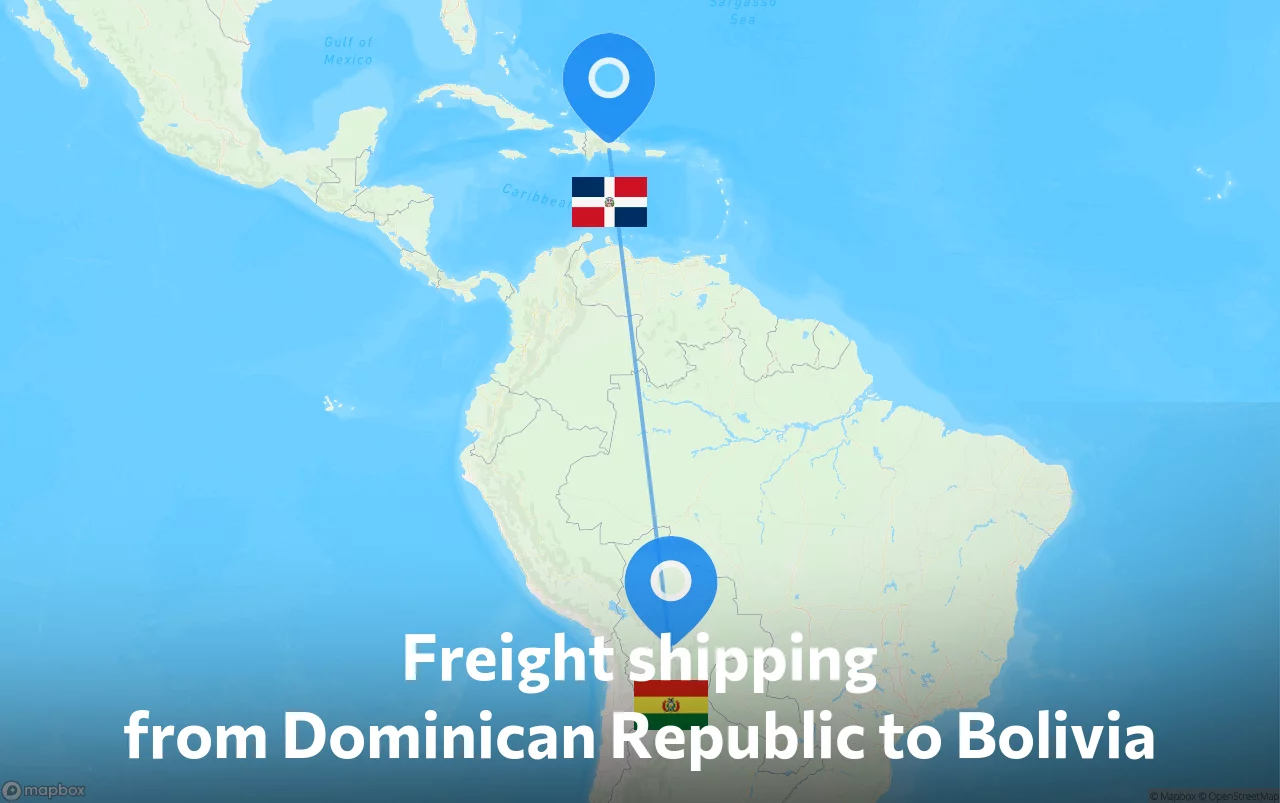 Shipping route from Dominican Republic to Bolivia