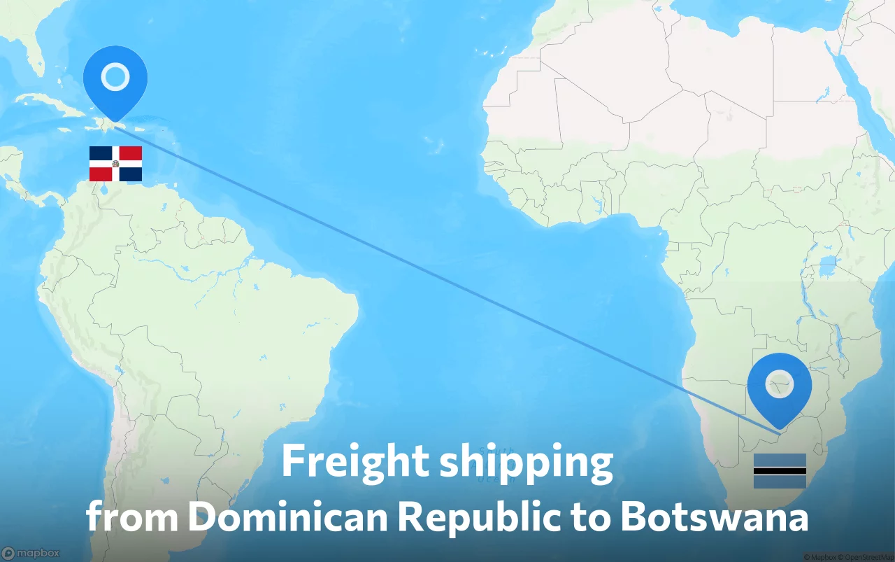 Shipping route from Dominican Republic to Botswana