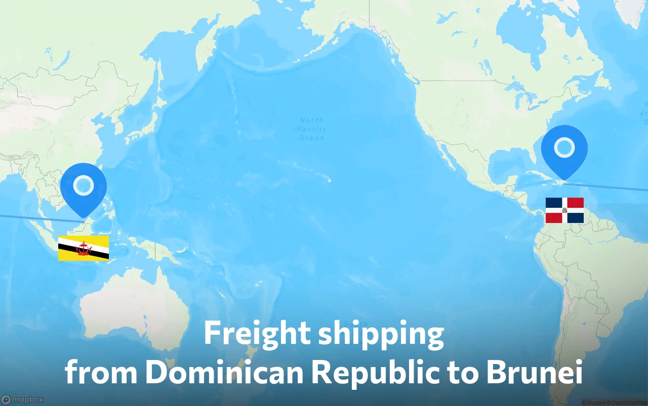Shipping route from Dominican Republic to Brunei