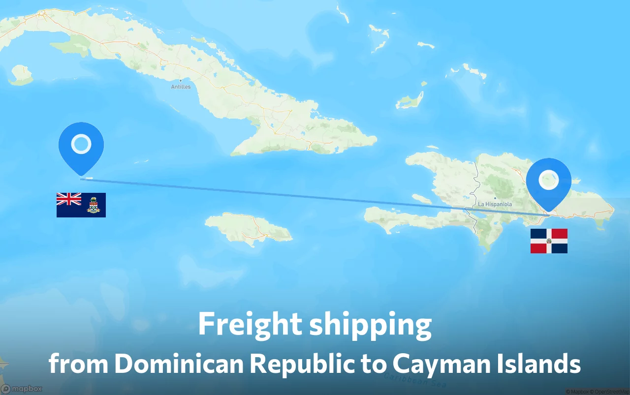 Shipping route from Dominican Republic to Cayman Islands