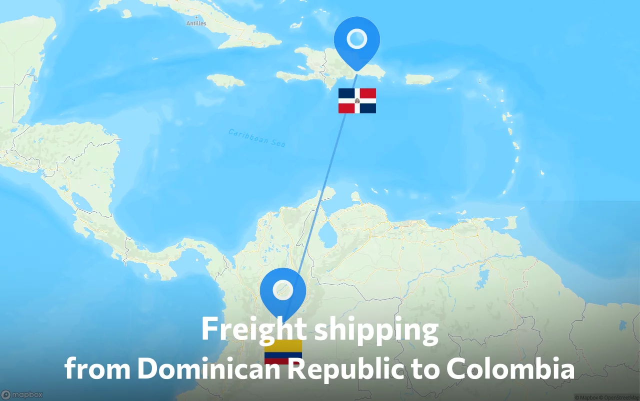 Shipping route from Dominican Republic to Colombia
