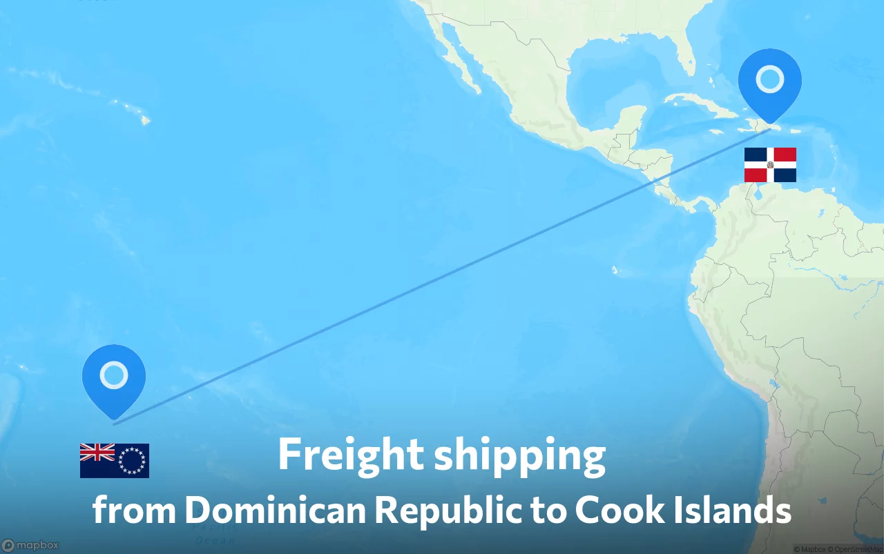 Shipping route from Dominican Republic to Cook Islands