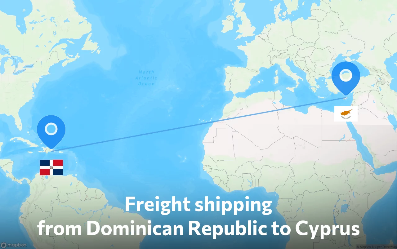 Shipping route from Dominican Republic to Cyprus