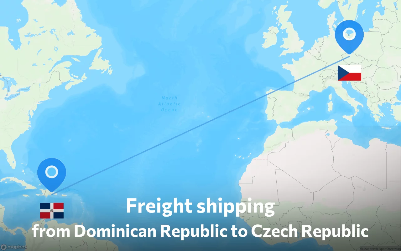 Shipping route from Dominican Republic to Czech Republic