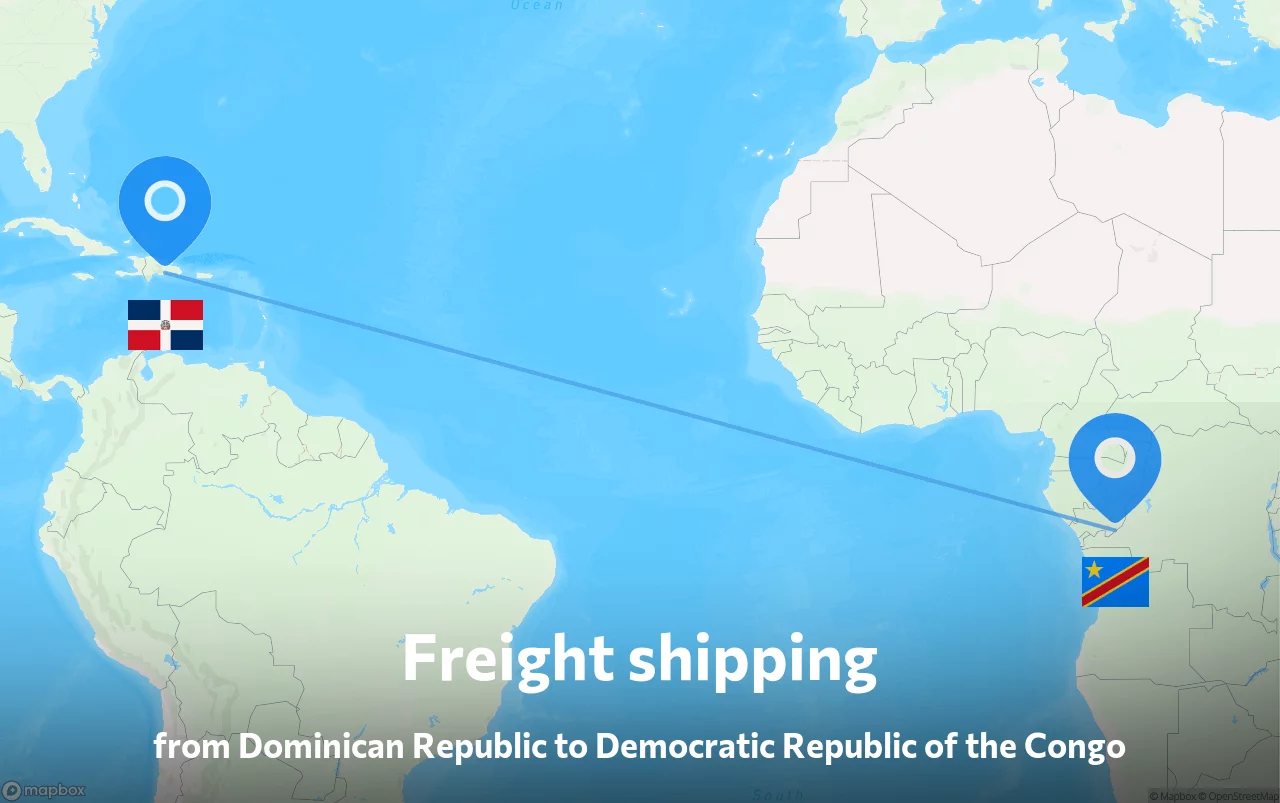 Shipping route from Dominican Republic to Democratic Republic of the Congo