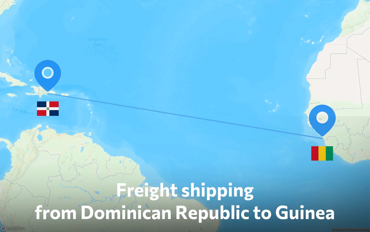 Shipping route from Dominican Republic to Guinea