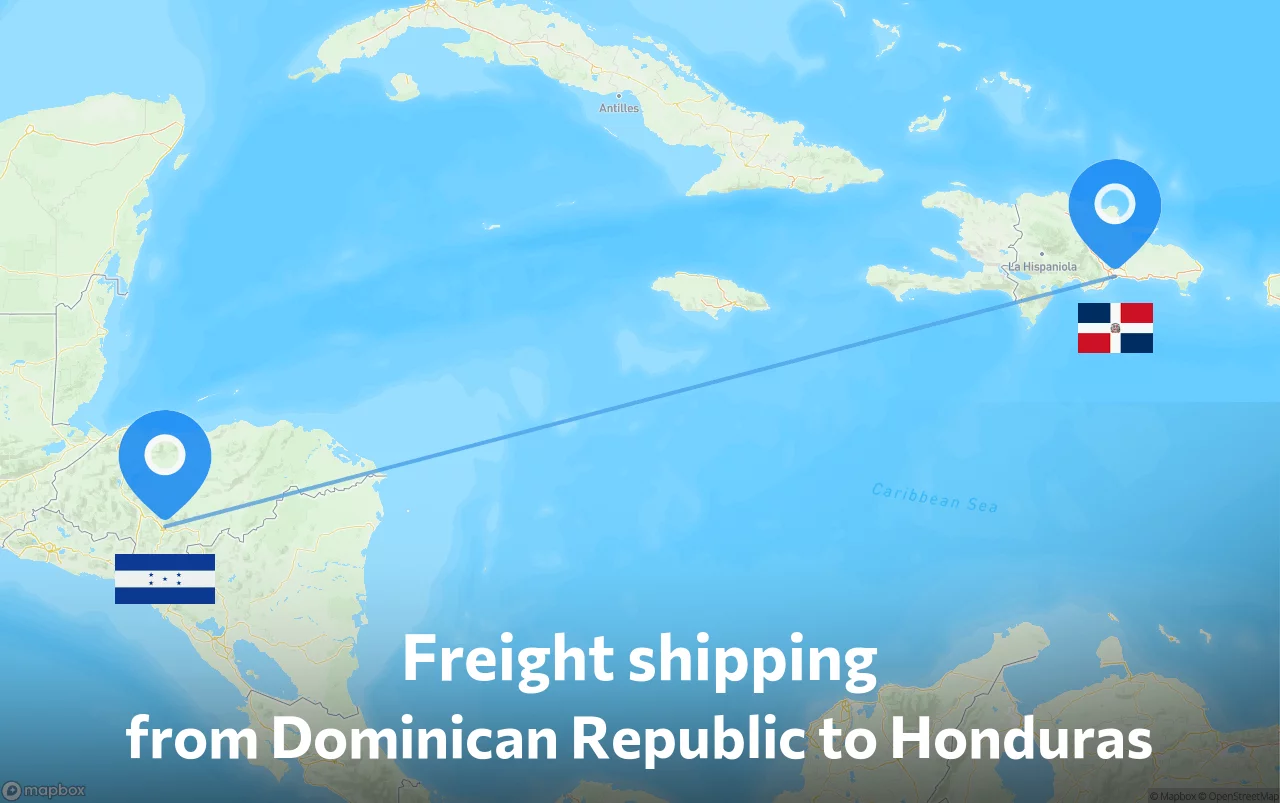 Shipping route from Dominican Republic to Honduras